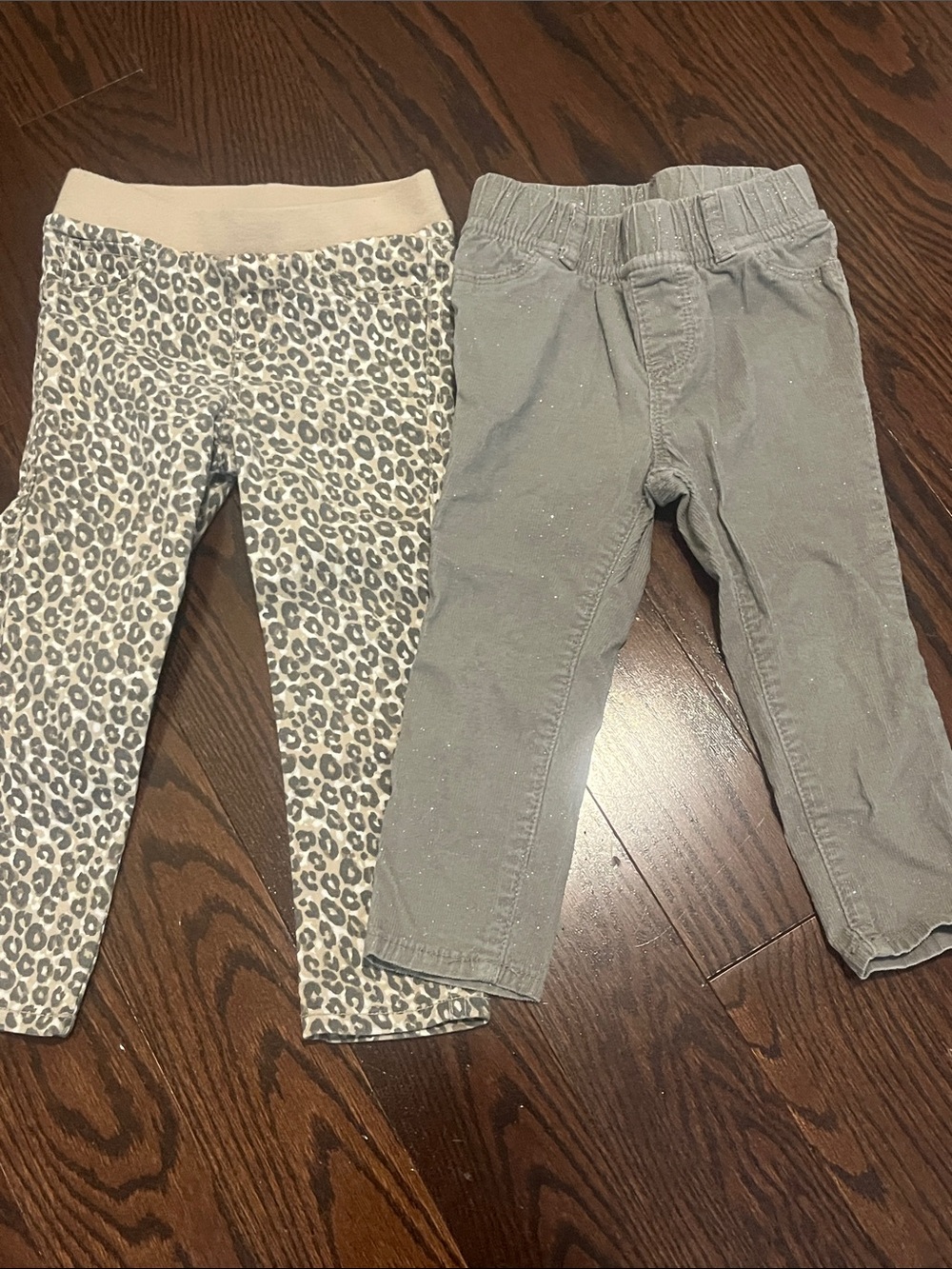 Leopard Print pants and Sparkly Gray Girls' cords, Size 2
